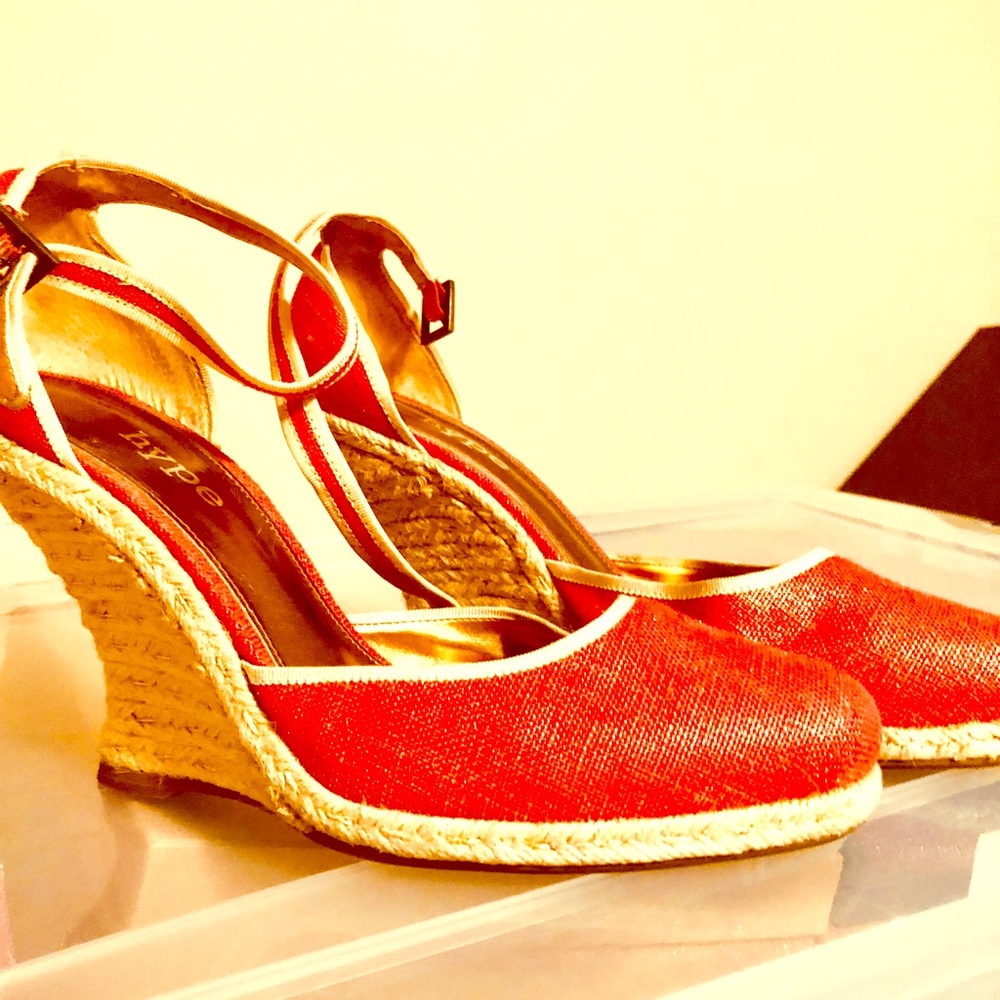 Reddish orange espadrilles by Hype. Size 10.